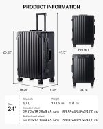 LUGGEX Aluminum Luggage Checked， 24 Inch No Zipper Luggage Metal Suitcase， Classy Carbon Fiber Pattern for Elegant Journey (Metal Suitcases with Wheels) - Image 8
